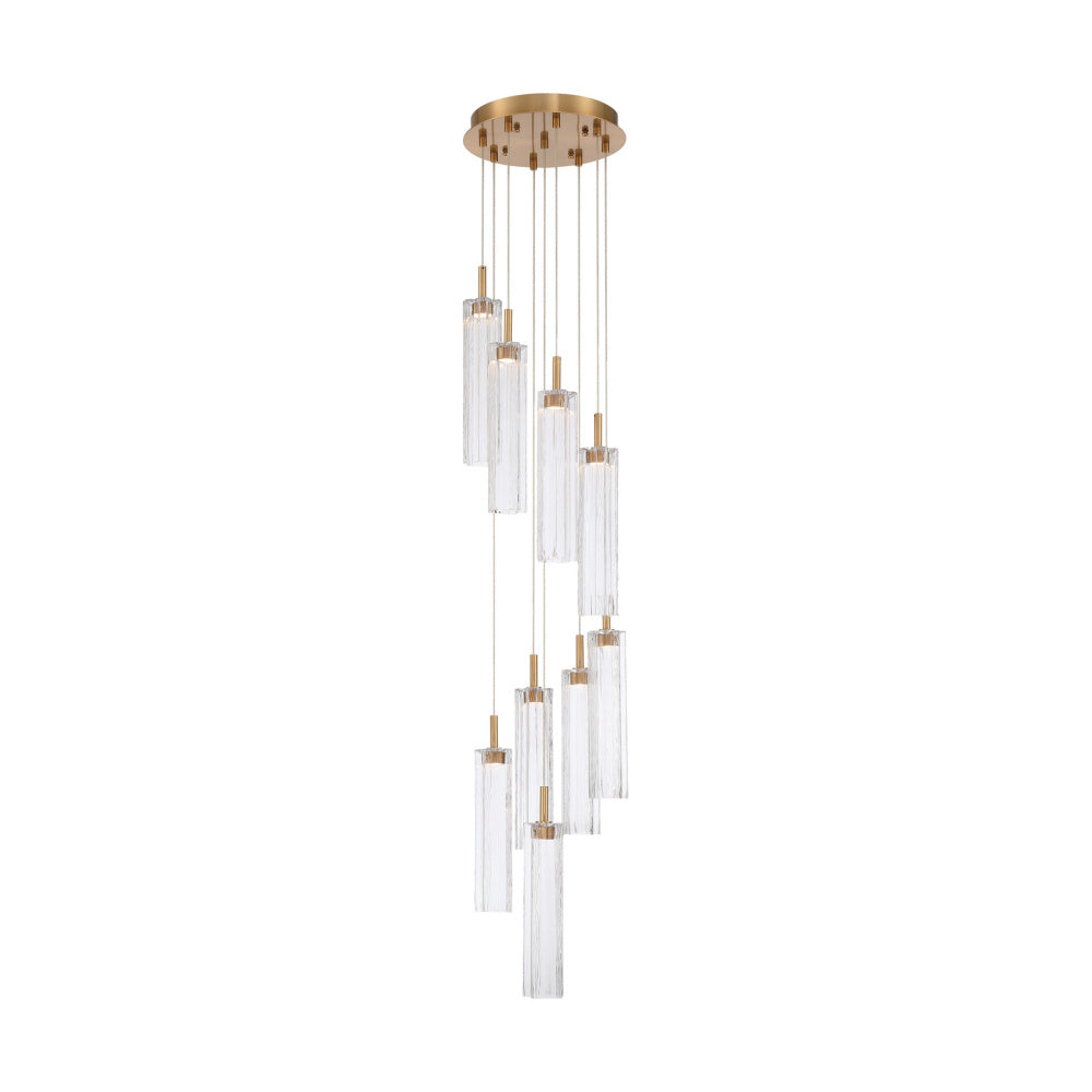 Crystorama Addis 12" LED Multi-Light Pendant Aged Brass Clear