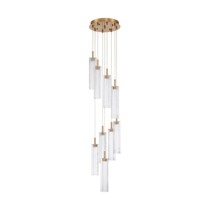 Crystorama Addis 12" LED Multi-Light Pendant Aged Brass Clear - detail