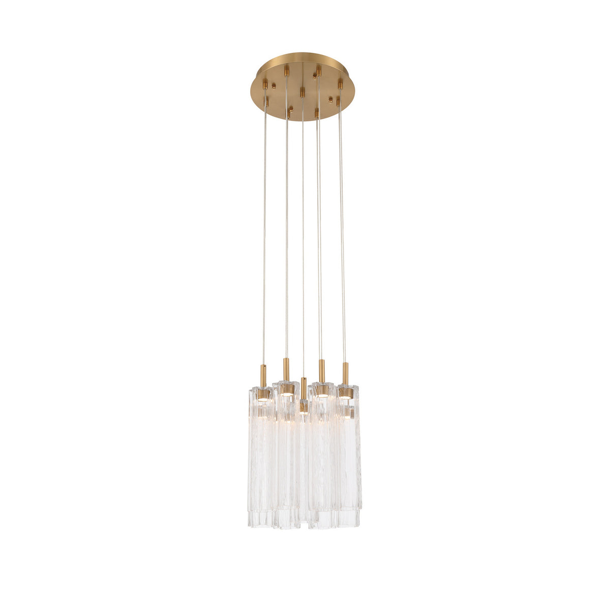 Crystorama Addis 12" LED Multi-Light Pendant Aged Brass Clear - detail