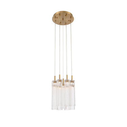 Crystorama Addis 12" LED Multi-Light Pendant Aged Brass Clear - detail