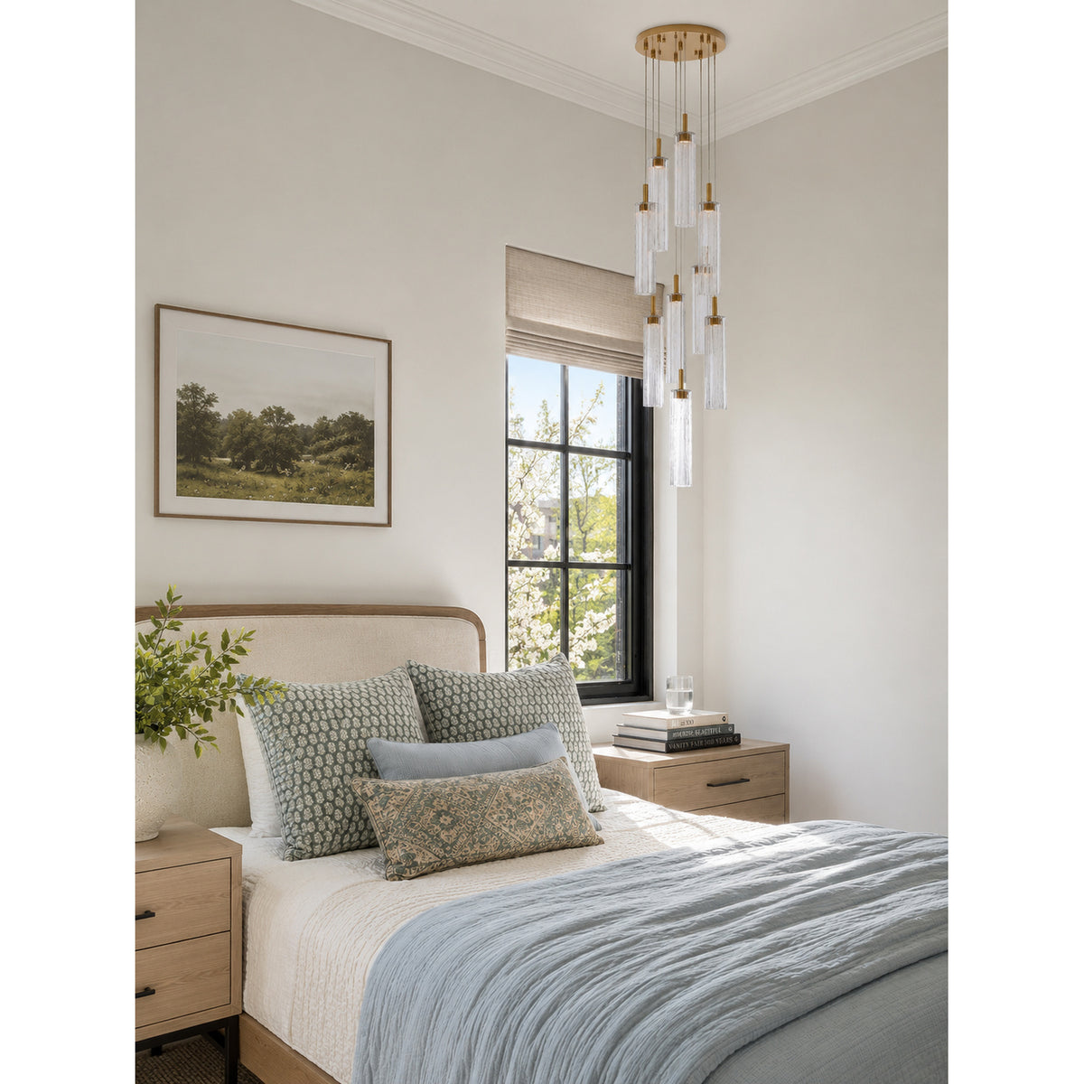 Crystorama Addis 12" LED Multi-Light Pendant Aged Brass Clear - lifestyle