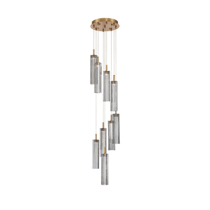 Crystorama Addis 12" LED Multi-Light Pendant Aged Brass Smoke
