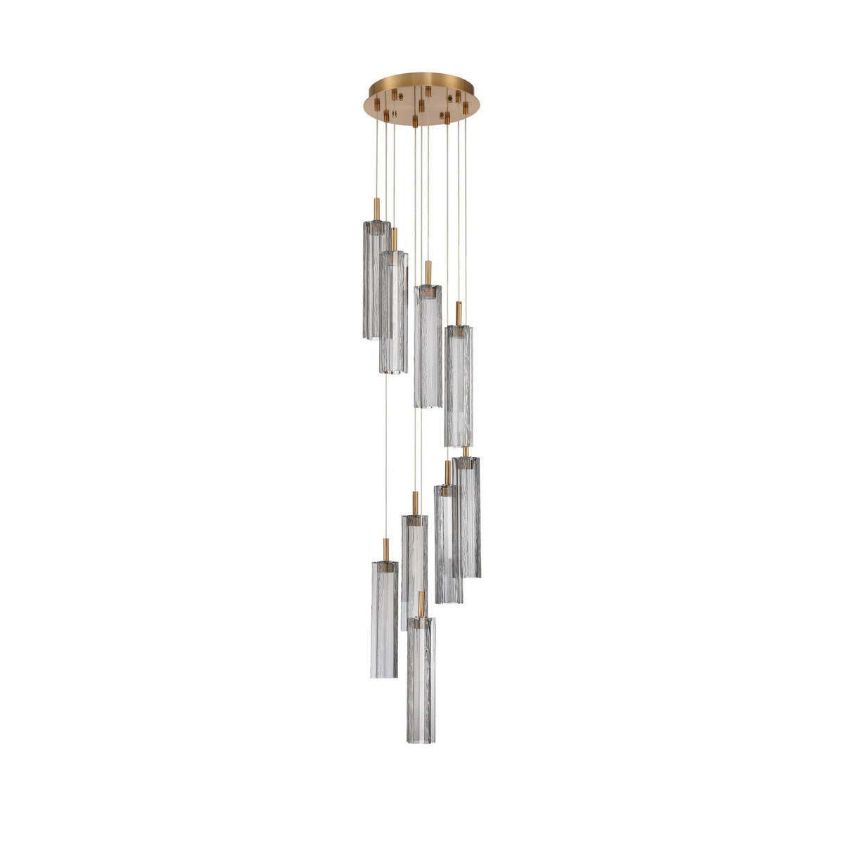 Crystorama Addis 12" LED Multi-Light Pendant Aged Brass Smoke - detail