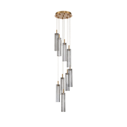 Crystorama Addis 12" LED Multi-Light Pendant Aged Brass Smoke - detail