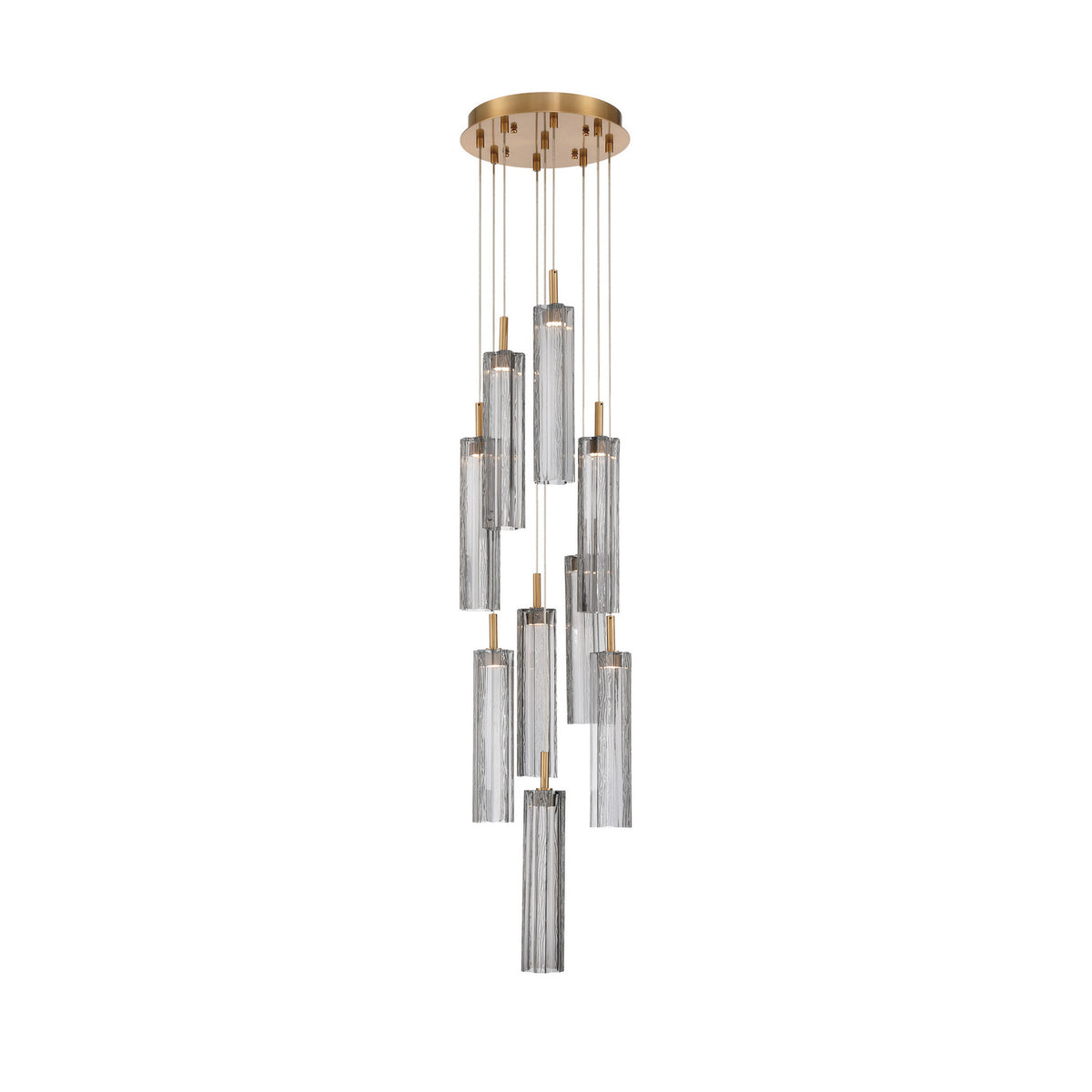 Crystorama Addis 12" LED Multi-Light Pendant Aged Brass Smoke - detail