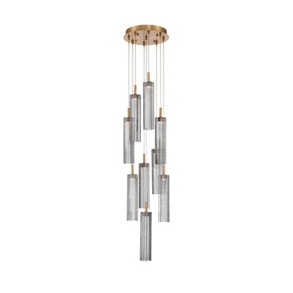 Crystorama Addis 12" LED Multi-Light Pendant Aged Brass Smoke - detail