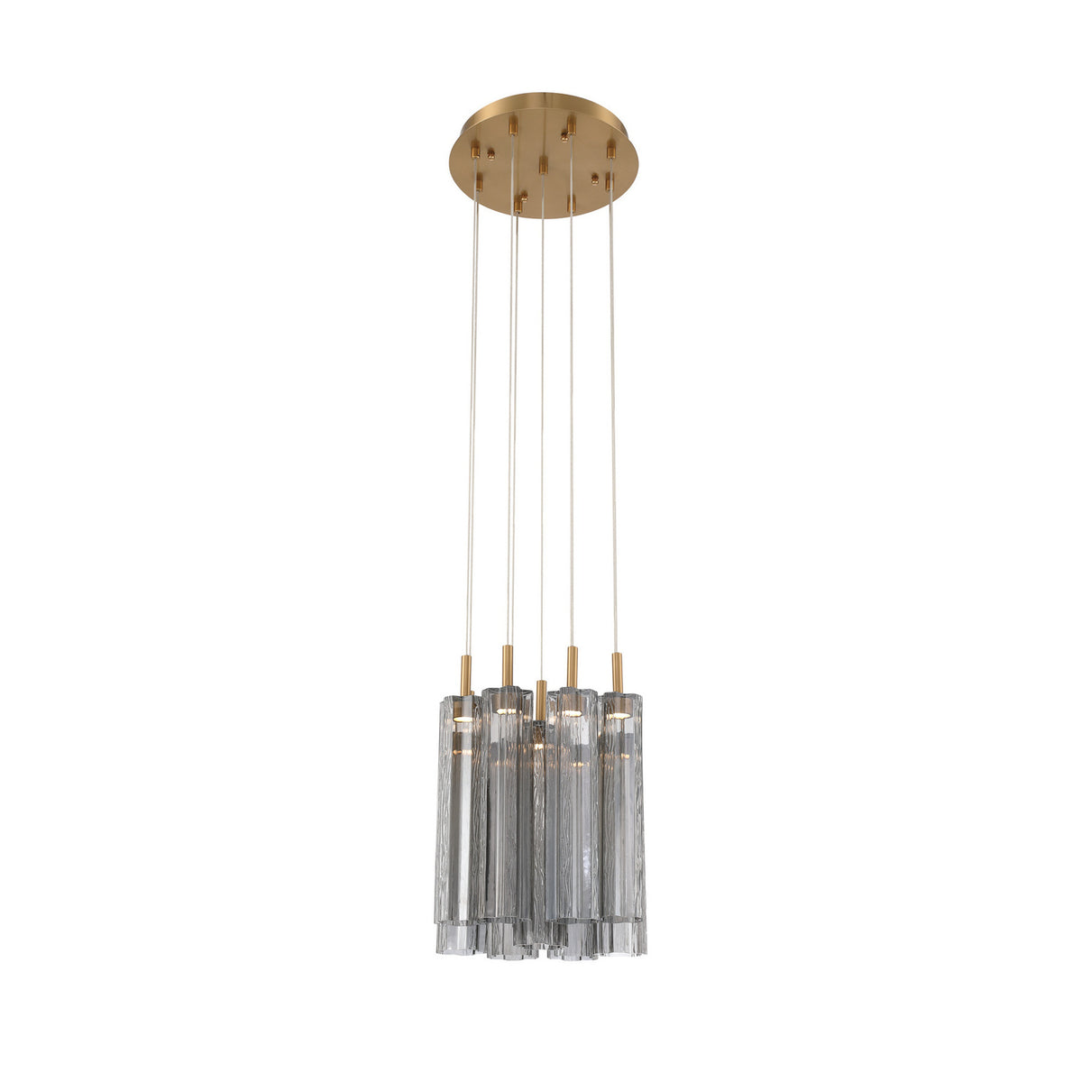 Crystorama Addis 12" LED Multi-Light Pendant Aged Brass Smoke - detail