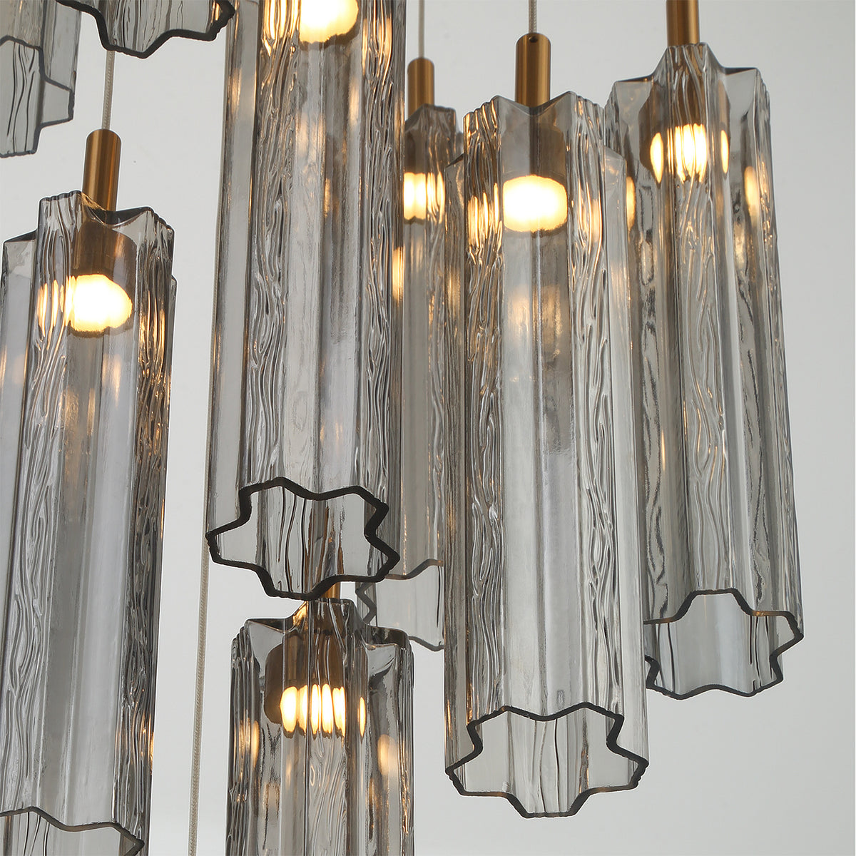Crystorama Addis 12" LED Multi-Light Pendant Aged Brass Smoke - detail