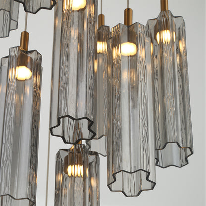 Crystorama Addis 12" LED Multi-Light Pendant Aged Brass Smoke - detail
