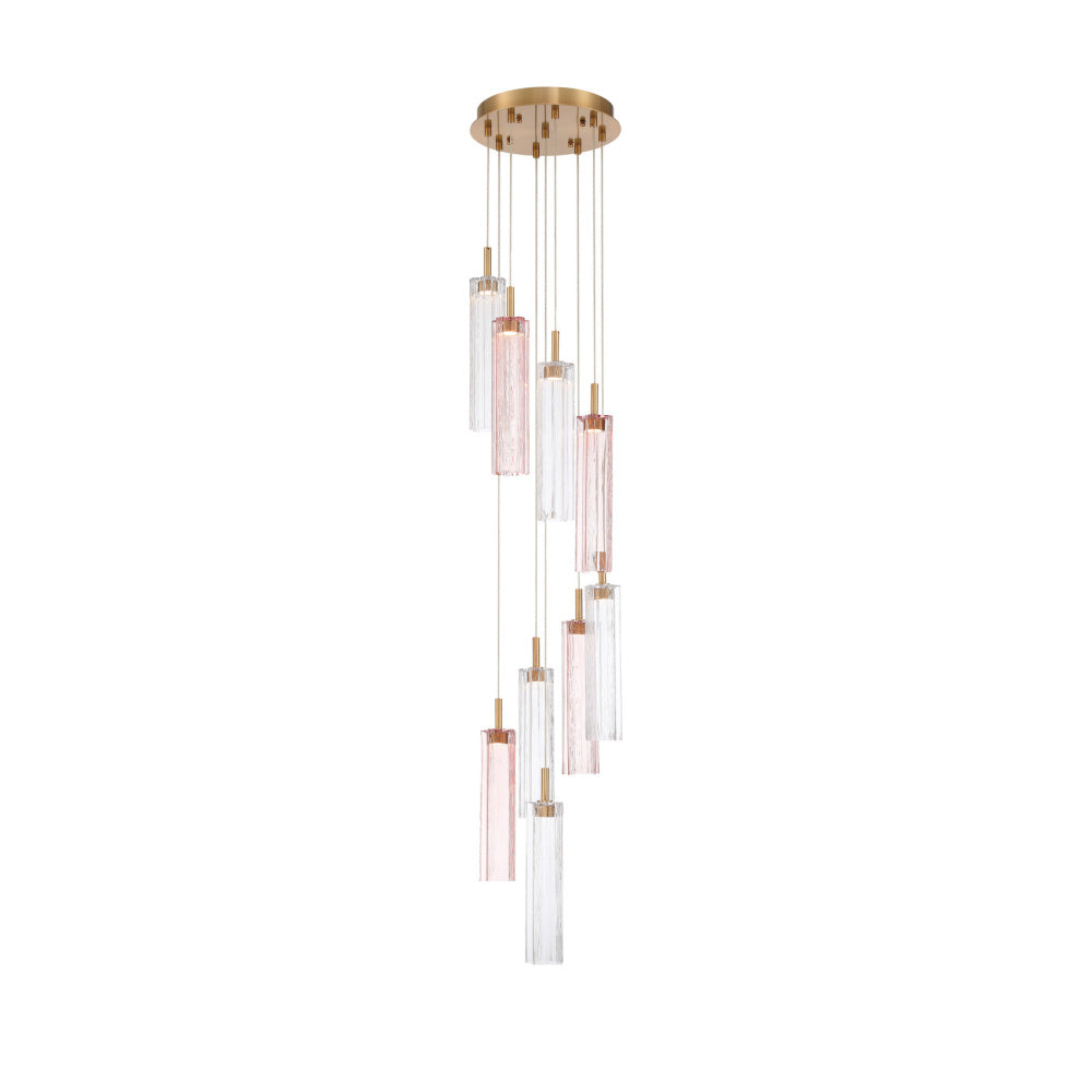 Crystorama Addis 12" LED Multi-Light Pendant Aged Brass Spring
