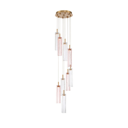 Crystorama Addis 12" LED Multi-Light Pendant Aged Brass Spring