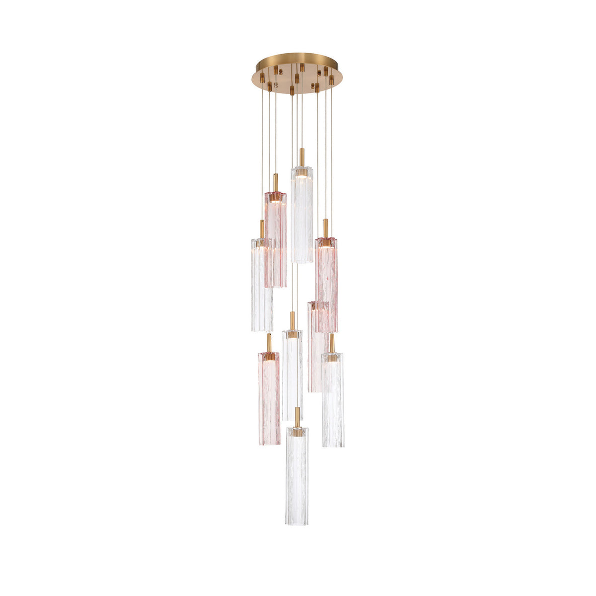 Crystorama Addis 12" LED Multi-Light Pendant Aged Brass Spring - detail