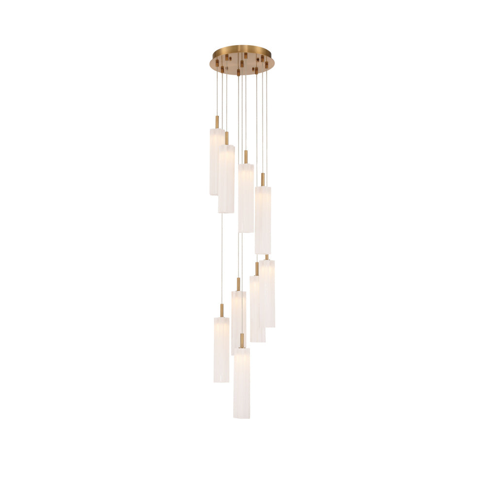 Crystorama Addis 12" LED Multi-Light Pendant Aged Brass White