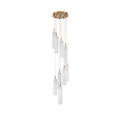 Crystorama Addis 12" LED Multi-Light Pendant Aged Brass White - detail