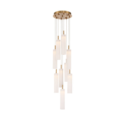 Crystorama Addis 12" LED Multi-Light Pendant Aged Brass White - detail