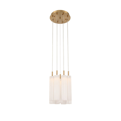 Crystorama Addis 12" LED Multi-Light Pendant Aged Brass White - detail