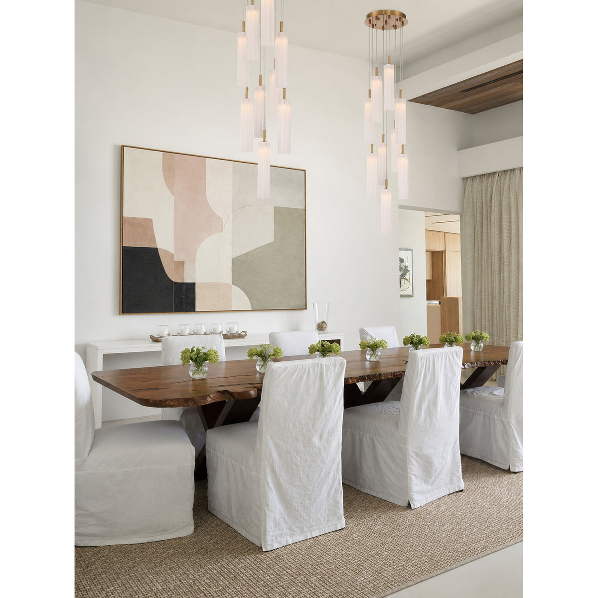 Crystorama Addis 12" LED Multi-Light Pendant Aged Brass White - lifestyle