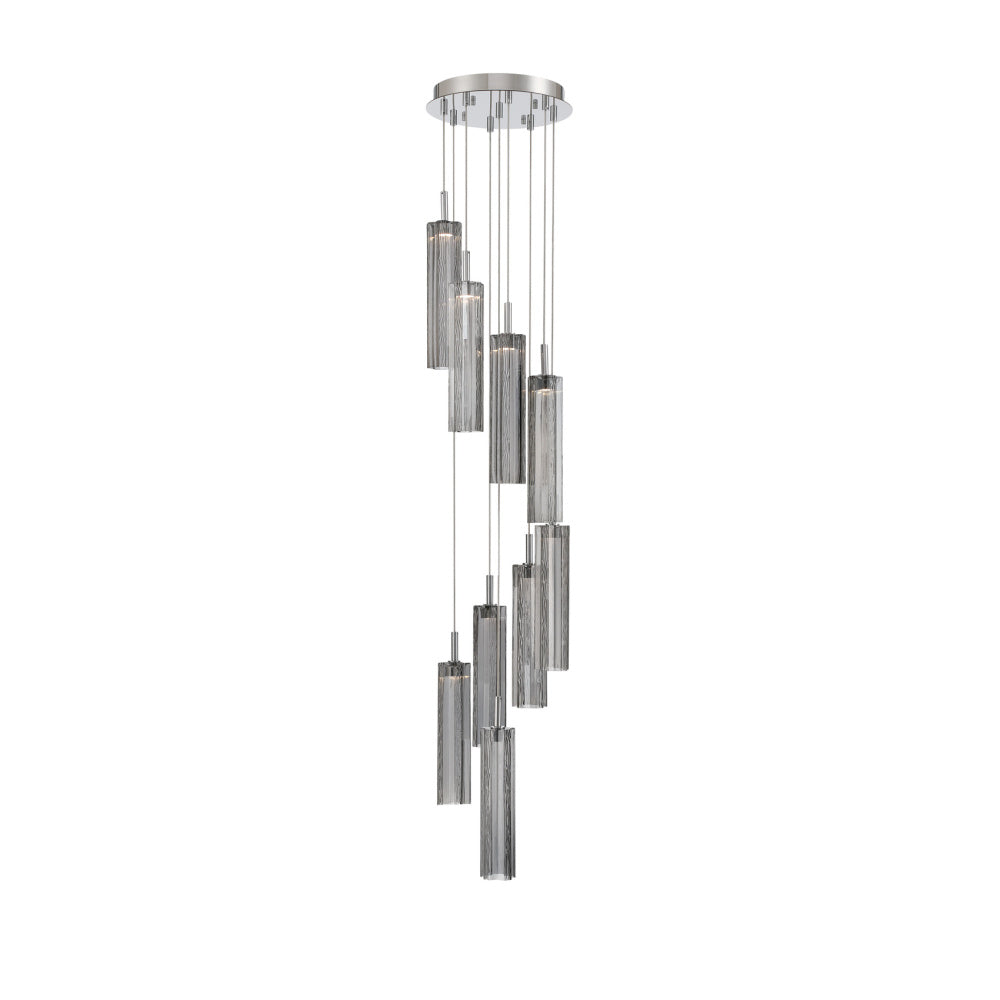 Crystorama Addis 12" LED Multi-Light Pendant Polished Chrome Smoke