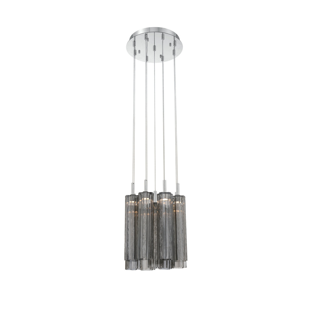 Crystorama Addis 12" LED Multi-Light Pendant Polished Chrome Smoke - detail