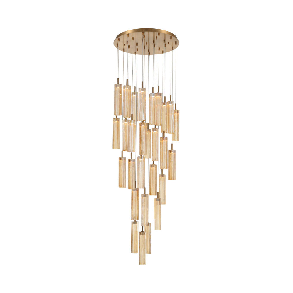 Crystorama Addis 26" LED Multi-Light Pendant Aged Brass Amber