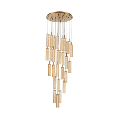 Crystorama Addis 26" LED Multi-Light Pendant Aged Brass Amber