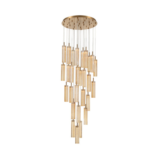 Crystorama Addis 26" LED Multi-Light Pendant Aged Brass Amber