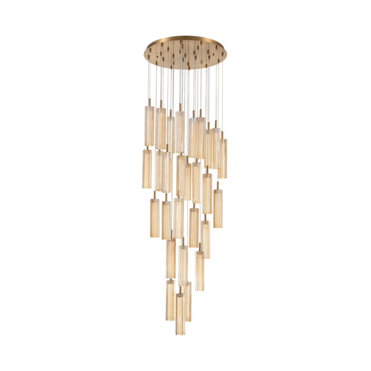 Crystorama Addis 26" LED Multi-Light Pendant Aged Brass Amber - detail