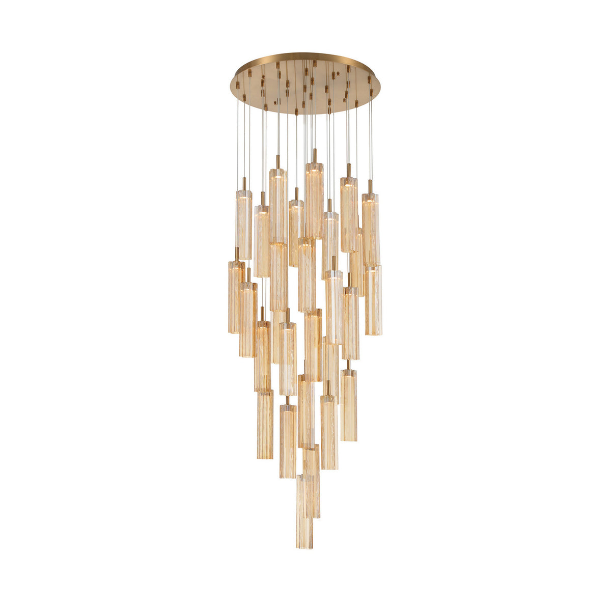 Crystorama Addis 26" LED Multi-Light Pendant Aged Brass Amber - detail