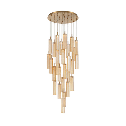 Crystorama Addis 26" LED Multi-Light Pendant Aged Brass Amber - detail