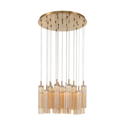 Crystorama Addis 26" LED Multi-Light Pendant Aged Brass Amber - detail