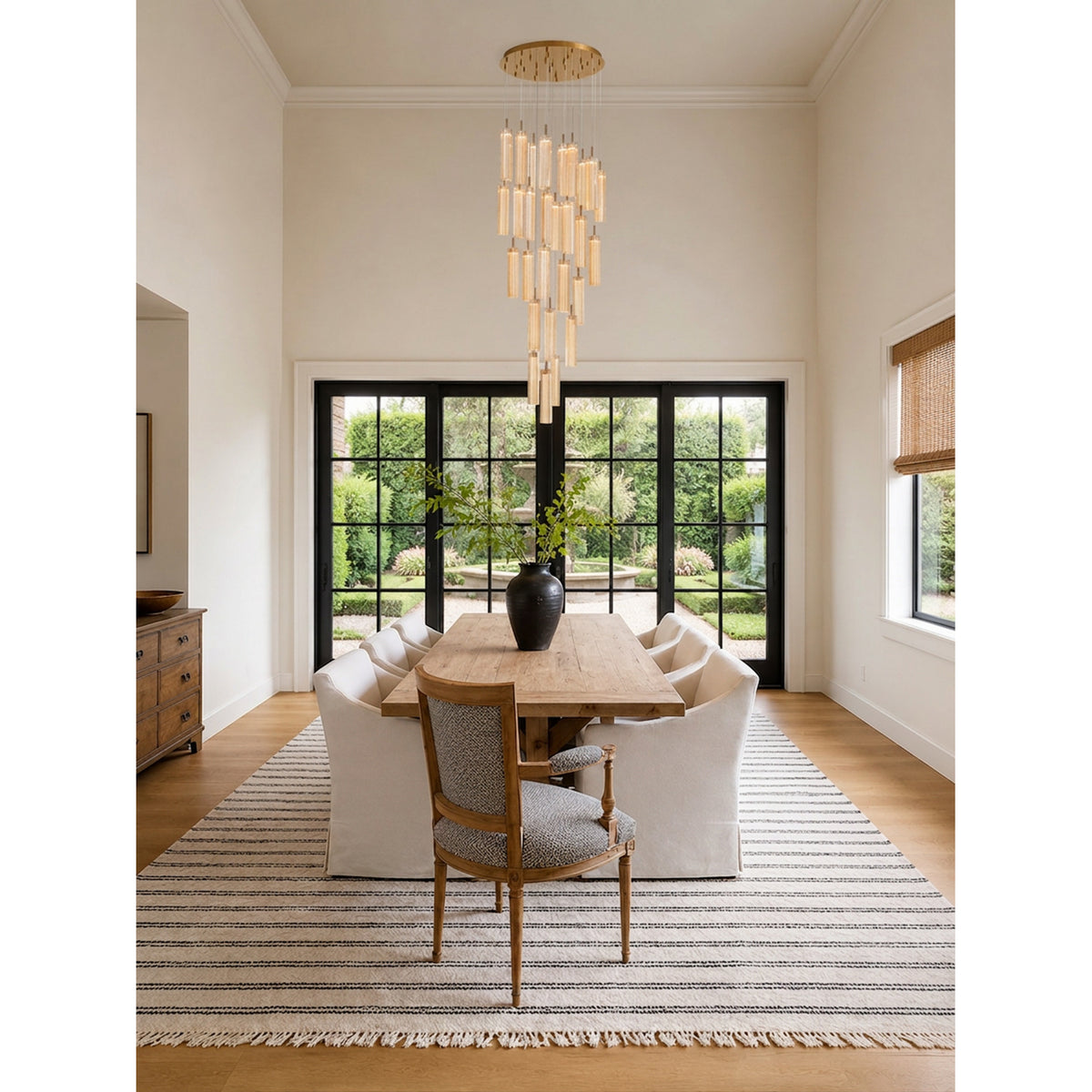 Crystorama Addis 26" LED Multi-Light Pendant Aged Brass Amber - lifestyle