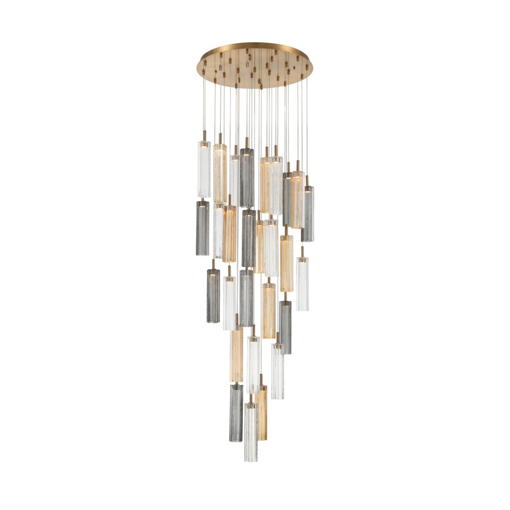 Crystorama Addis 26" LED Multi-Light Pendant Aged Brass Autumn