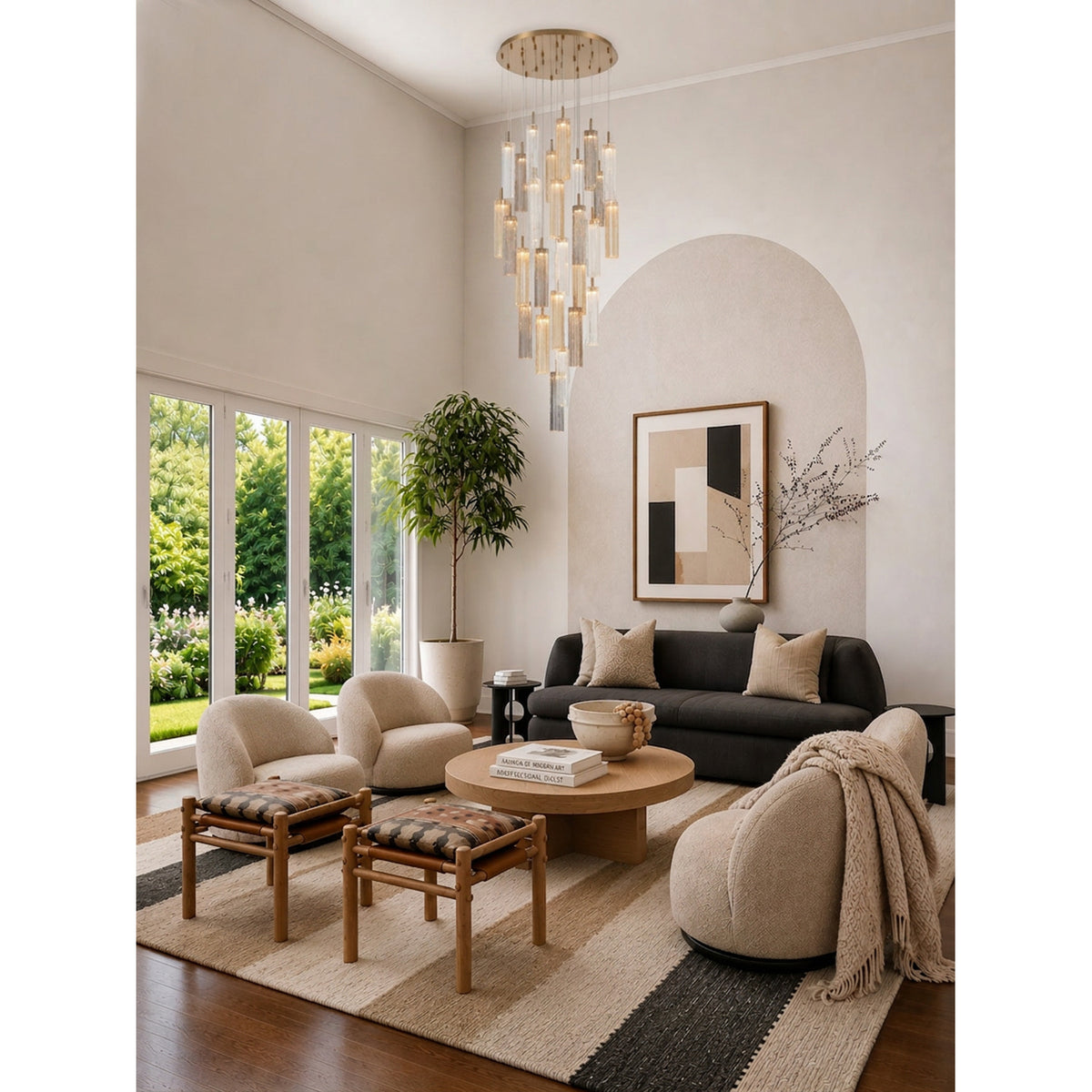 Crystorama Addis 26" LED Multi-Light Pendant Aged Brass Autumn - lifestyle
