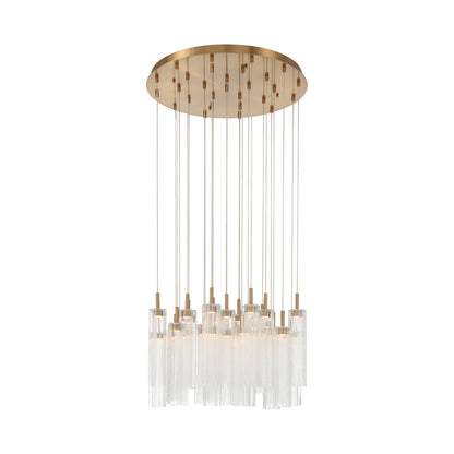 Crystorama Addis 26" LED Multi-Light Pendant Aged Brass Clear - detail