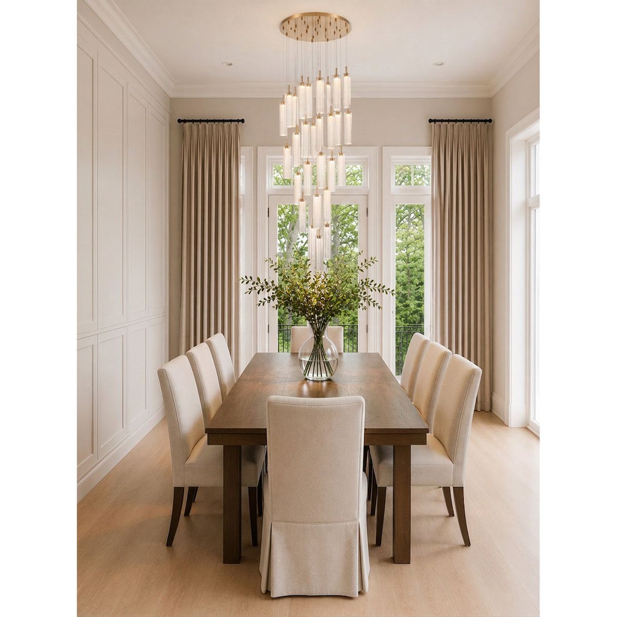 Crystorama Addis 26" LED Multi-Light Pendant Aged Brass Clear - lifestyle