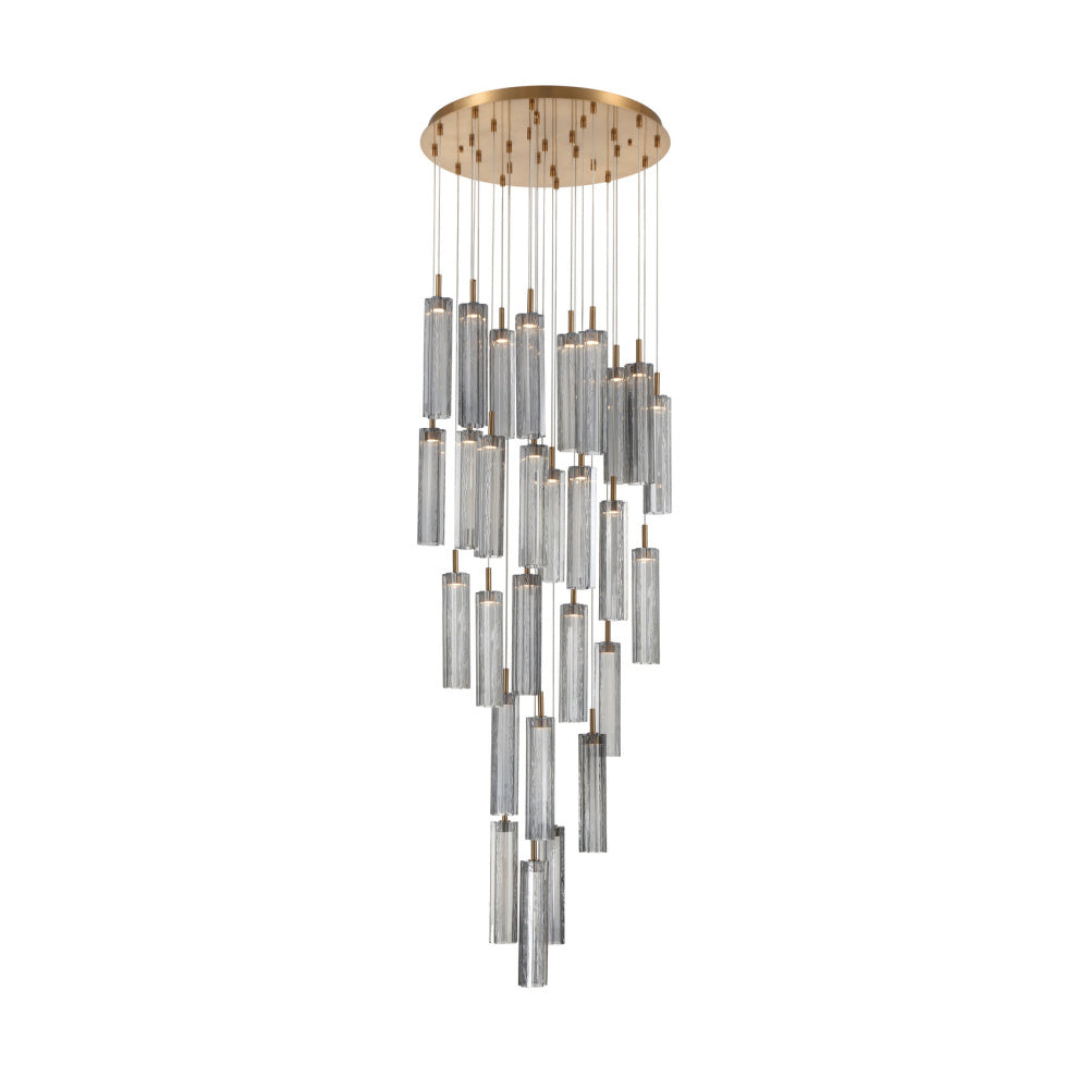 Crystorama Addis 26" LED Multi-Light Pendant Aged Brass Smoke