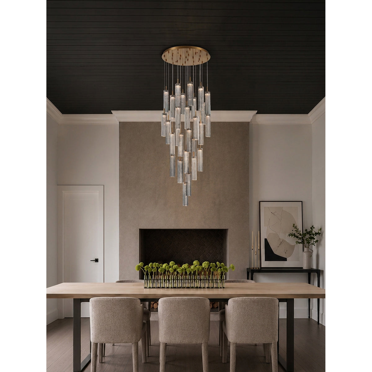 Crystorama Addis 26" LED Multi-Light Pendant Aged Brass Smoke - lifestyle