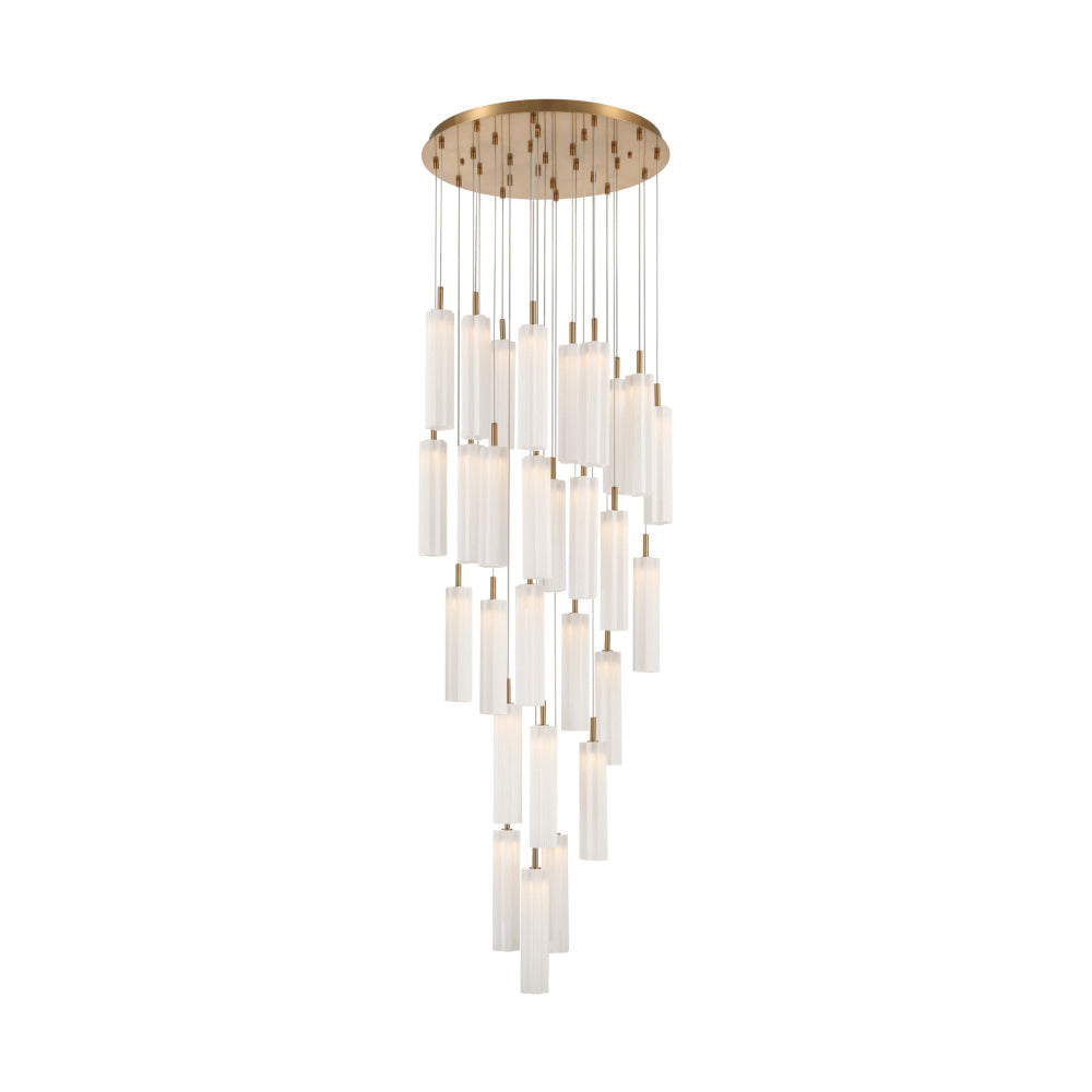 Crystorama Addis 26" LED Multi-Light Pendant Aged Brass White