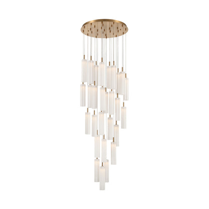 Crystorama Addis 26" LED Multi-Light Pendant Aged Brass White