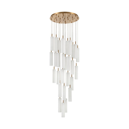 Crystorama Addis 26" LED Multi-Light Pendant Aged Brass White - detail