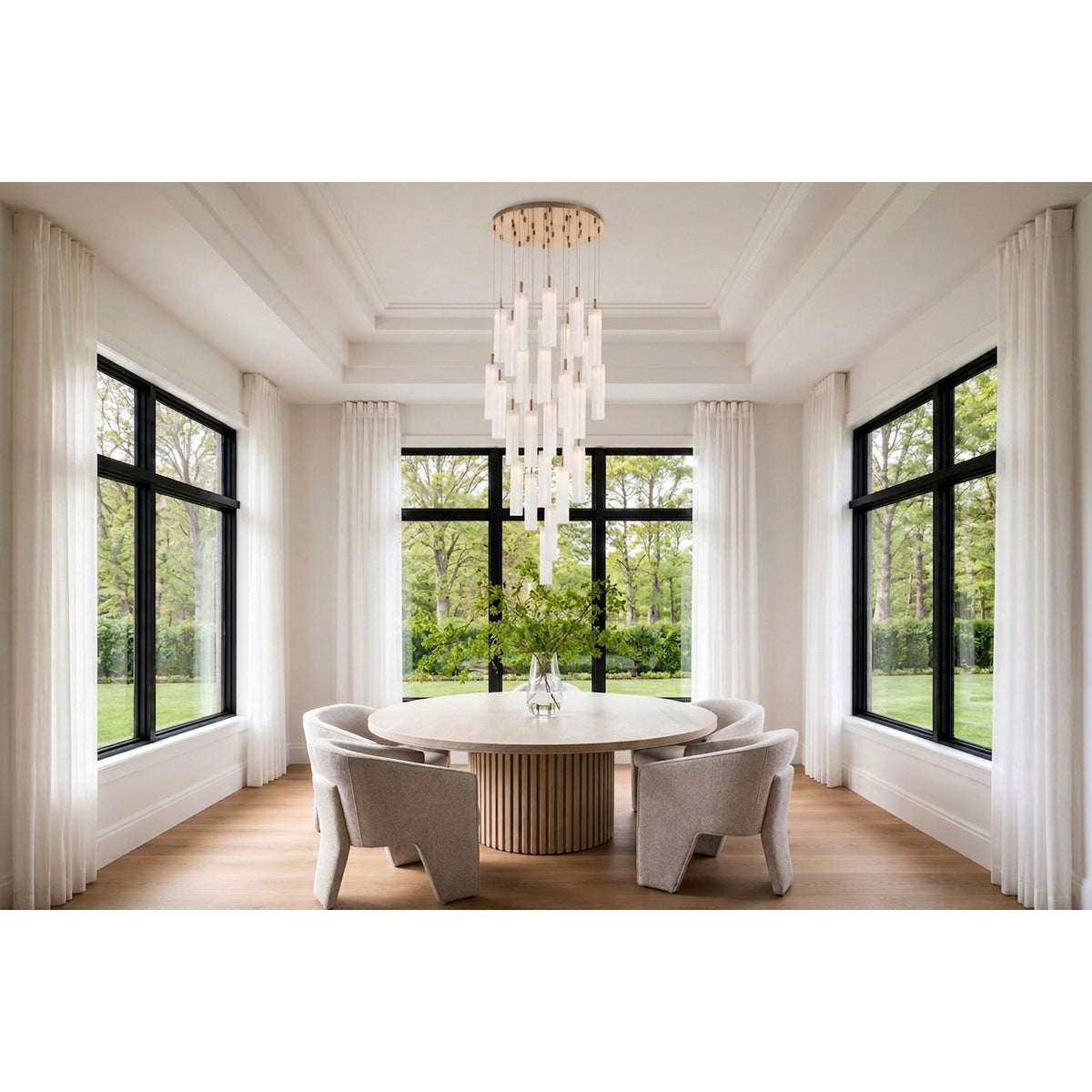 Crystorama Addis 26" LED Multi-Light Pendant Aged Brass White - lifestyle