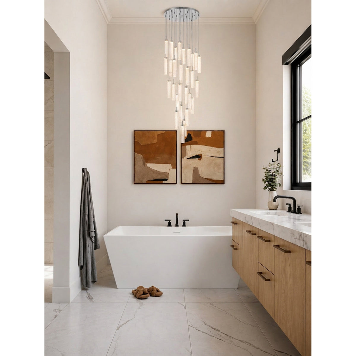Crystorama Addis 26" LED Multi-Light Pendant Polished Chrome Clear - lifestyle