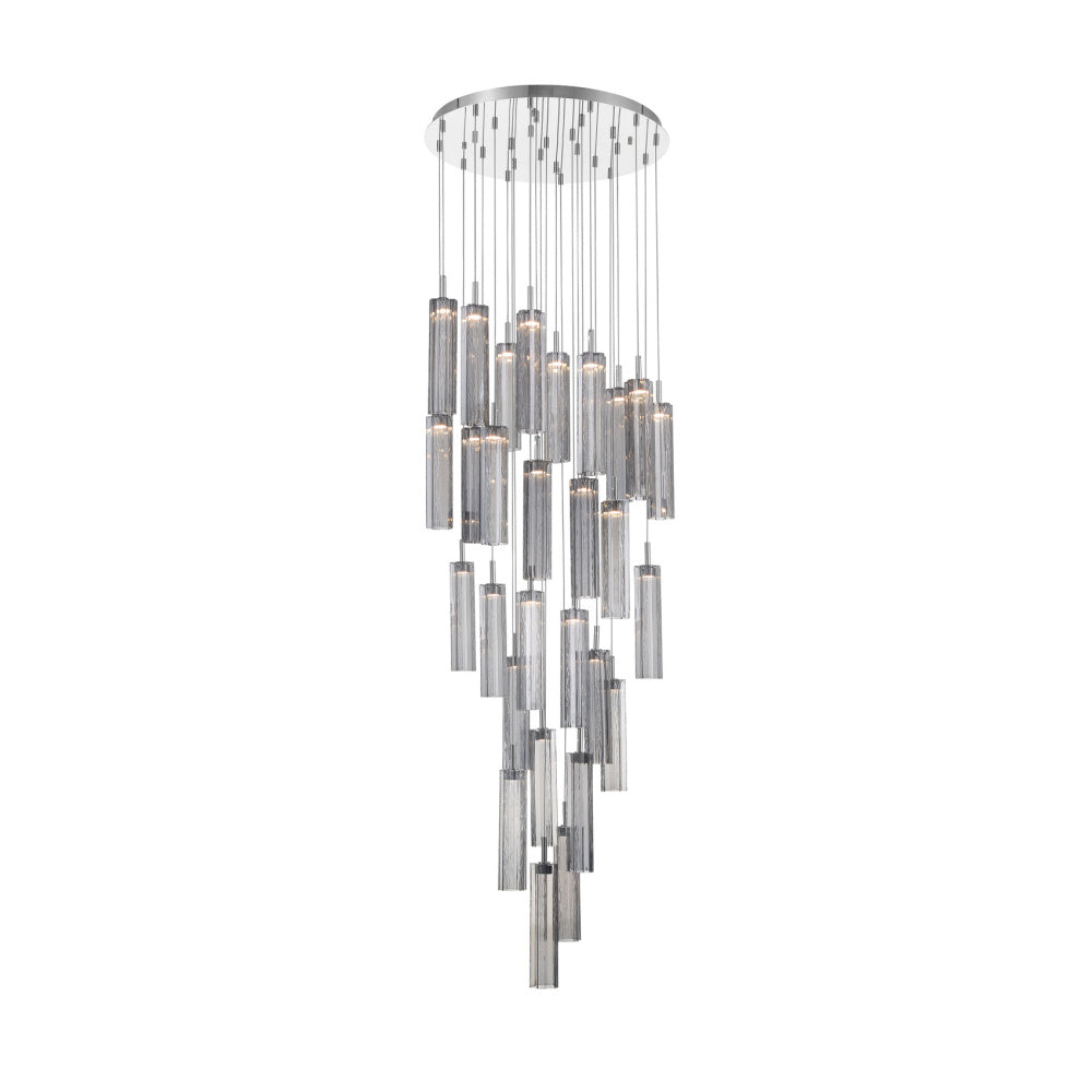 Crystorama Addis 26" LED Multi-Light Pendant Polished Chrome Smoke