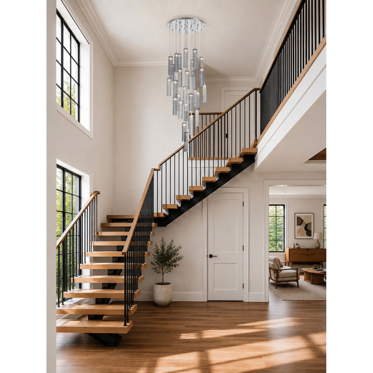 Crystorama Addis 26" LED Multi-Light Pendant Polished Chrome Smoke - lifestyle