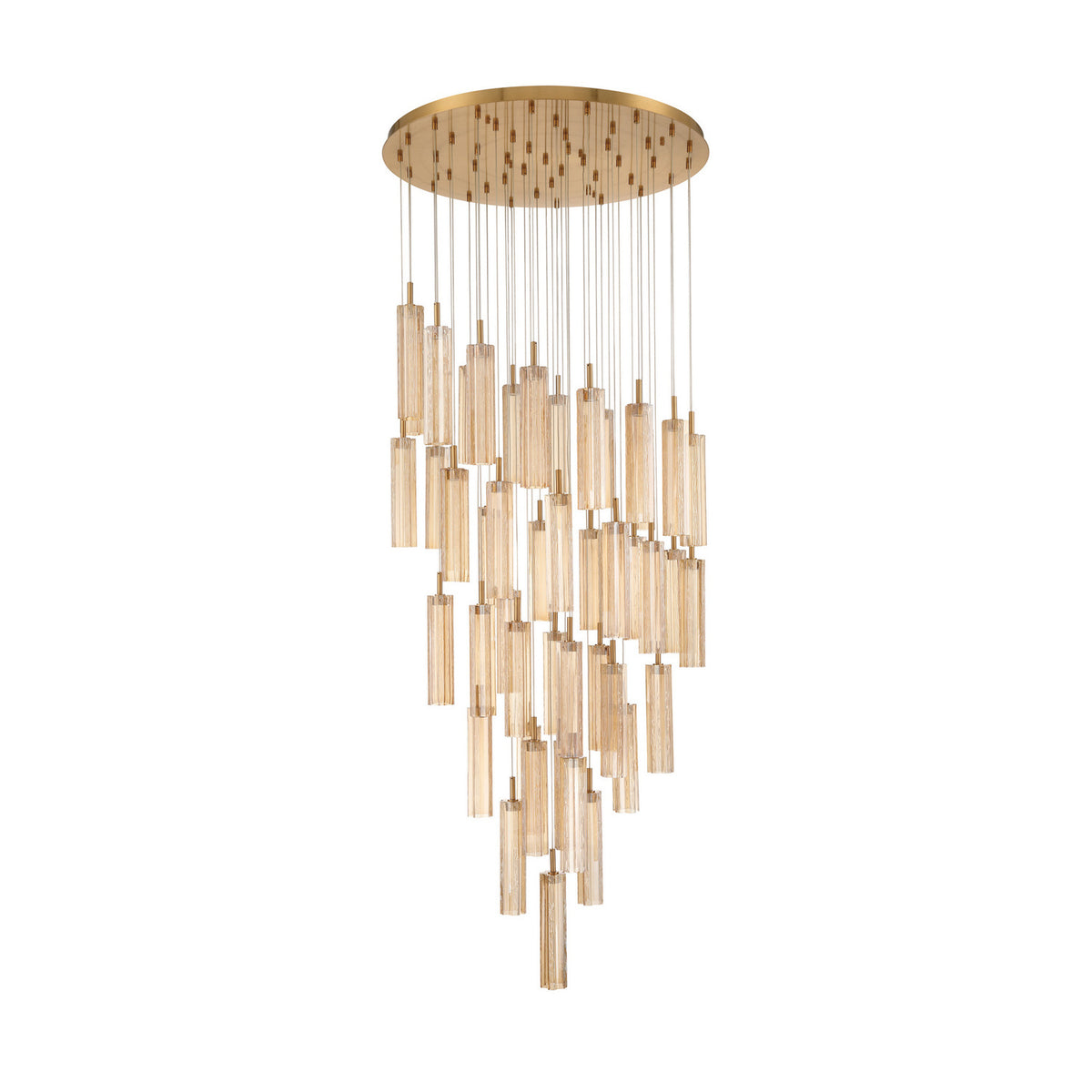 Crystorama Addis 36" LED Multi-Light Pendant Aged Brass Amber - detail