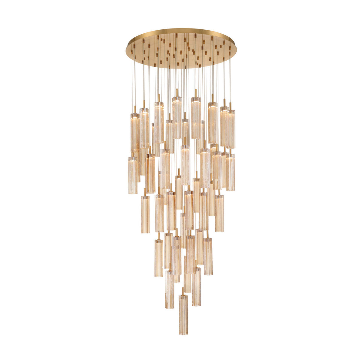 Crystorama Addis 36" LED Multi-Light Pendant Aged Brass Amber - detail