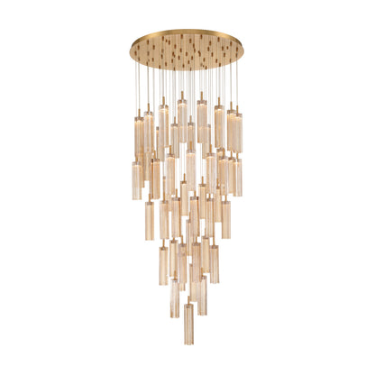 Crystorama Addis 36" LED Multi-Light Pendant Aged Brass Amber - detail
