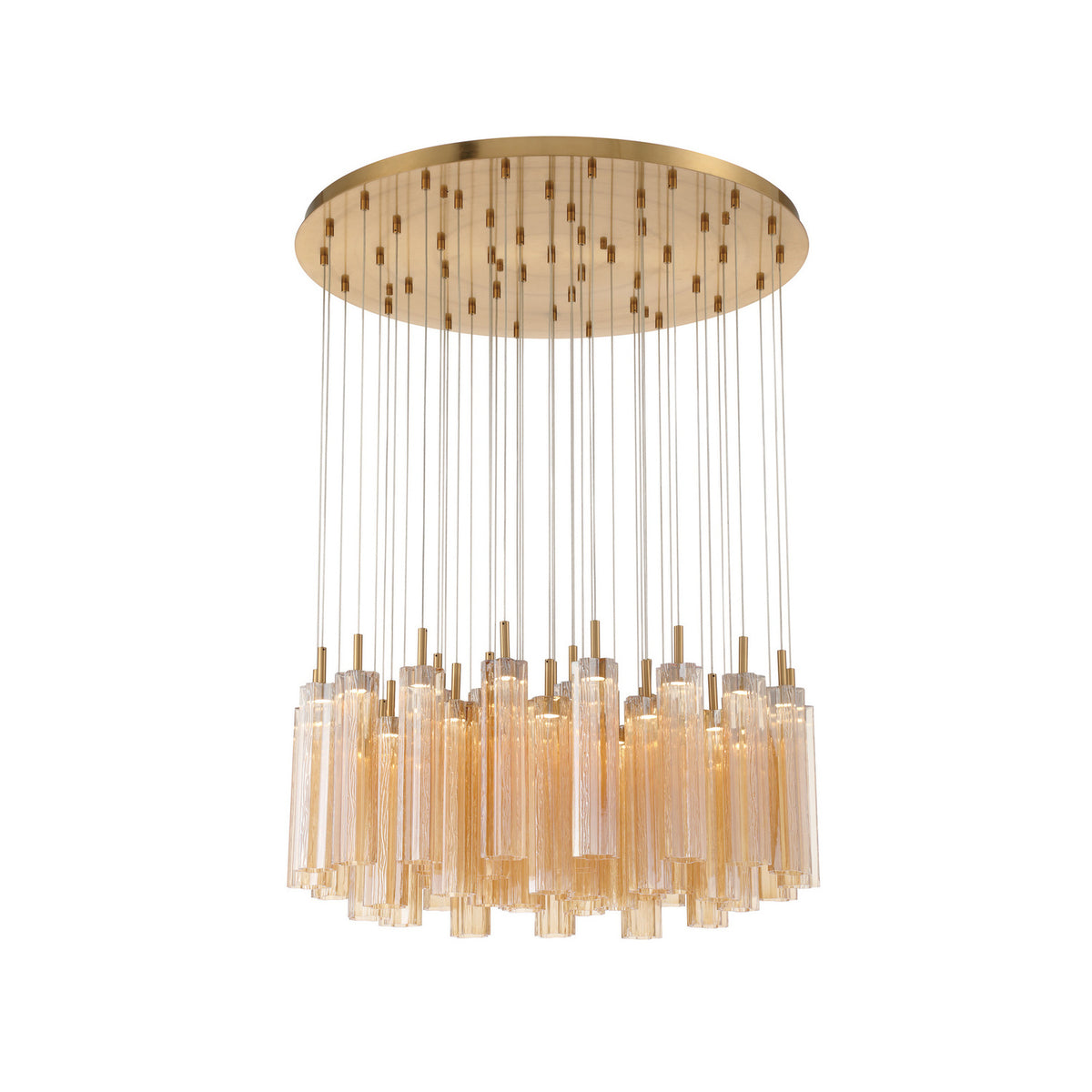 Crystorama Addis 36" LED Multi-Light Pendant Aged Brass Amber - detail