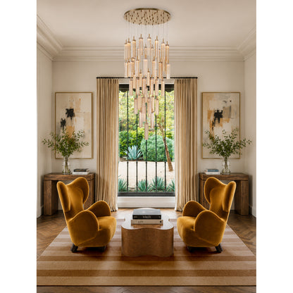 Crystorama Addis 36" LED Multi-Light Pendant Aged Brass Amber - lifestyle
