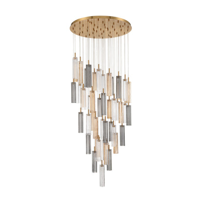 Crystorama Addis 36" LED Multi-Light Pendant Aged Brass Autumn - detail